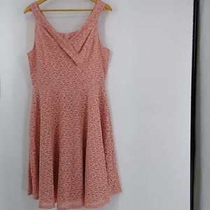 Pink Lace Off Shoulder Midi Dress